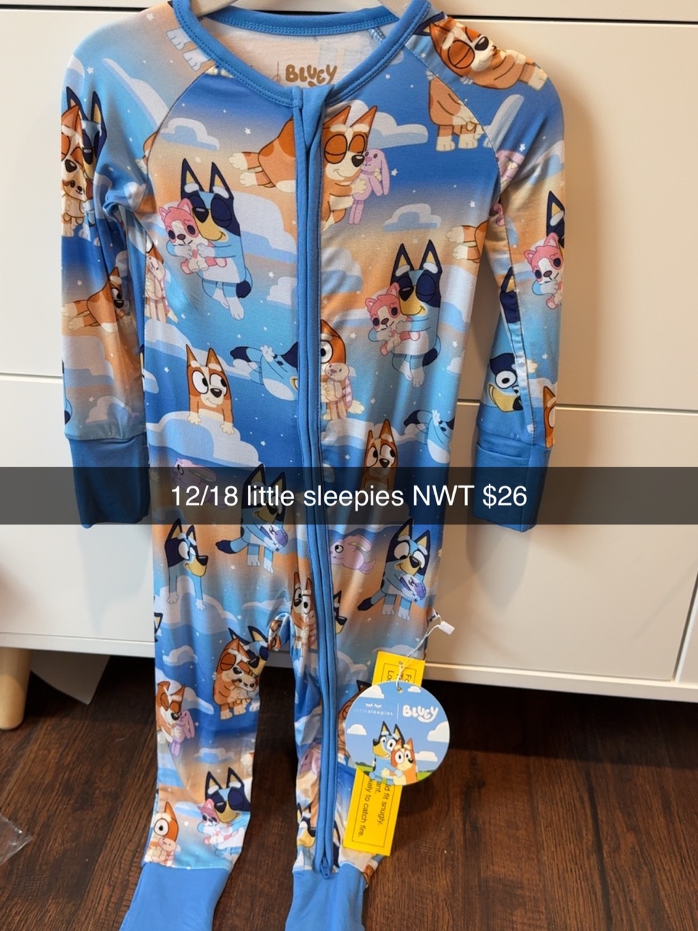 Little Sleepies Blue Cartoon Puppy One-Piece Footie Pajamas